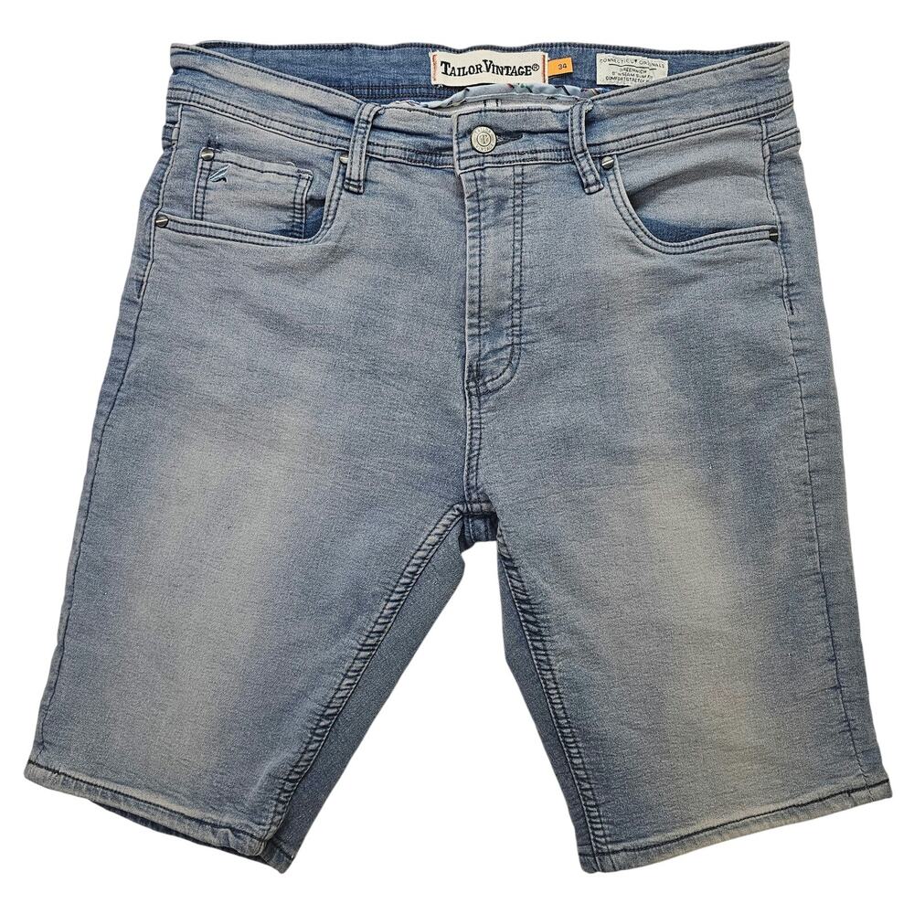 Tailor Vintage Greenwich Slim Fit Comfort Stretch Denim Shorts 8" Inseam Sz 34